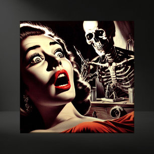Vintage Pulp Horror Vrouw Tegeltje