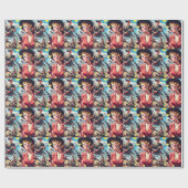 Vintage Pulp Western Illustration Cadeaupapier (Vlak)