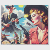 Vintage Pulp Western Illustration Cadeaupapier (Vlak)