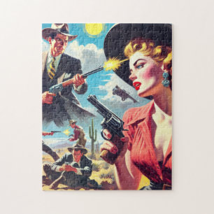 Vintage Pulp Western Illustration Legpuzzel