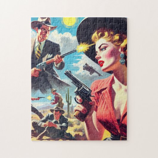 Vintage Pulp Western Illustration Legpuzzel (Verticaal)