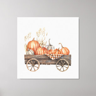 Vintage Pumpkin Cart Canvas Afdruk