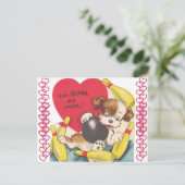 Vintage Puppy Dog Bowling Valentijn Briefkaart (Staand voorkant)