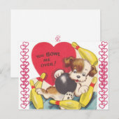 Vintage Puppy Dog Bowling Valentijn Briefkaart (Voorkant / Achterkant)