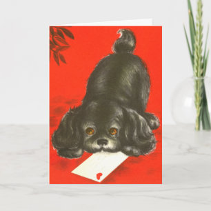 Vintage Puppy Feestdagen Kaart