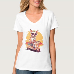 Vintage Puppy Ride un T-shirt Scooter