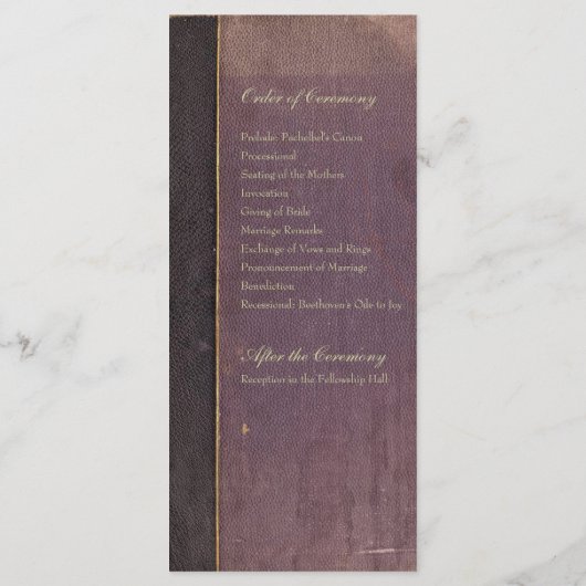 Vintage Purple Book Wedding Programme (Dos)