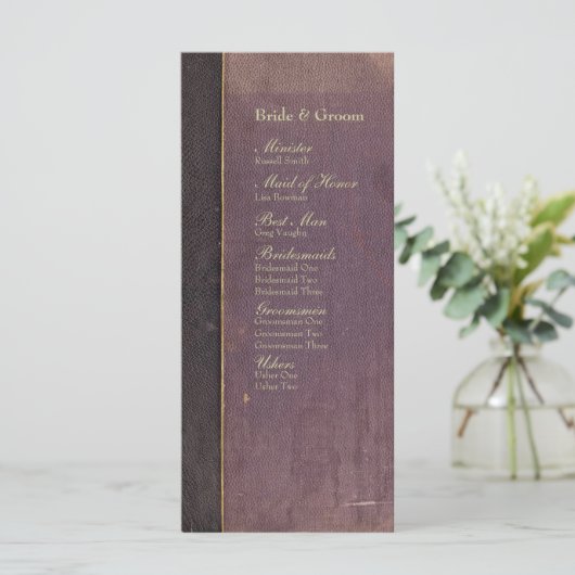 Vintage Purple Book Wedding Programme (Debout devant)