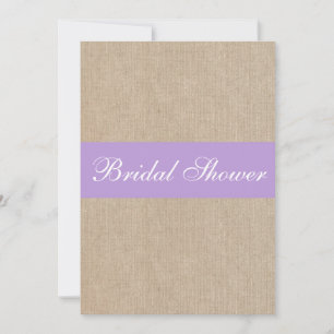 Vintage Purple Burlap Bridal Shower Invitation Kaart