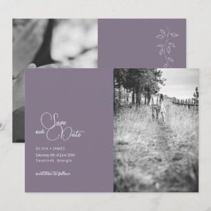 Vintage Purple Photo Enregistrer La Carte Date