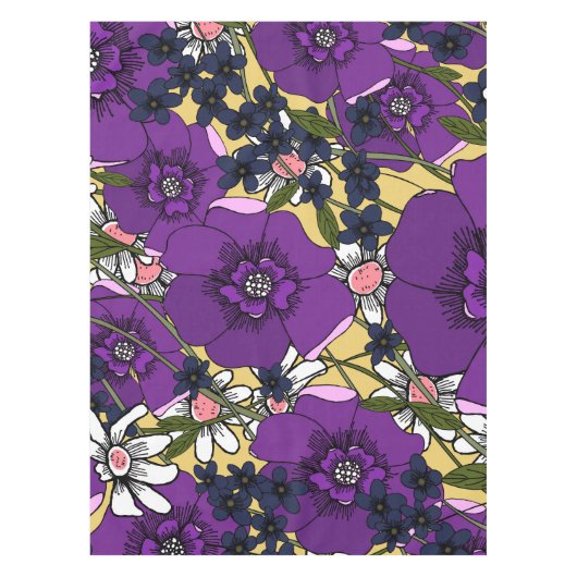 Vintage Purple Wildflowers Tafelkleed (Voorkant)