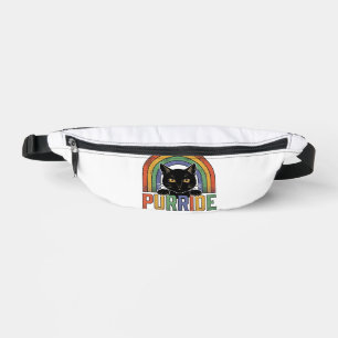 Vintage Purride Zwarte Kat Regenboog Shirt Ontwerp Heuptasje