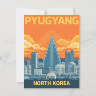 Vintage Pyongyang Noord-Korea Ryugyong Hotel Briefkaart