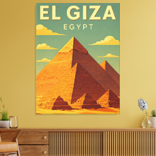 Vintage Pyramiden van Giza Canvas Print – Retro Ku