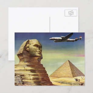 Vintage Pyramids, the Great Sphinx of Giza, Egypt Briefkaart