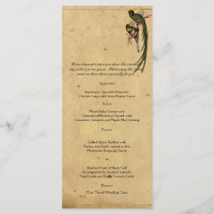 Vintage Quetzal Bird Elegant Wedding Menu