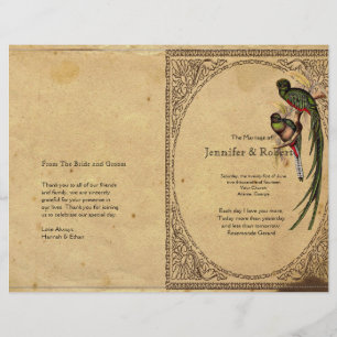 Vintage Quetzal Bird Elegant Wedding Programme