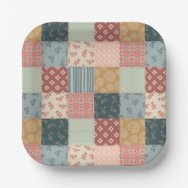 Vintage Quilt Baby Shower Paper Plate Papieren Bordje