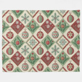 Vintage Quilted Christmas Pattern Fleece Deken (Voorkant (Horizontaal))