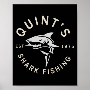 Vintage Quint's Haaien vissen 1975 Retro 2 Poster