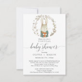 Vintage Rabbit Baby shower virtuel Invitation Garç (Devant)