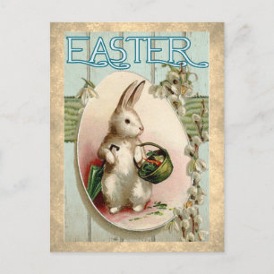 Vintage Rabbit Easter Afbeelding Holiday Briefkaar Feestdagenkaart