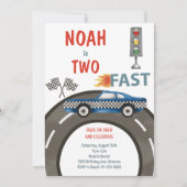 Vintage Race Car Blue 2e Invitation anniversaire (Devant)