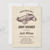 vintage, raceauto-baby shower kaart (Voorkant)