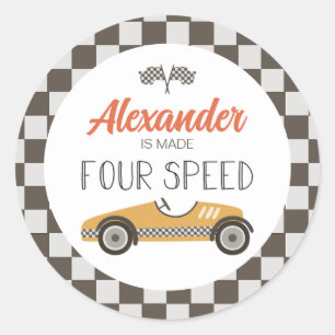 Vintage raceauto gemaakt FOUR Speed verjaardag Ronde Sticker