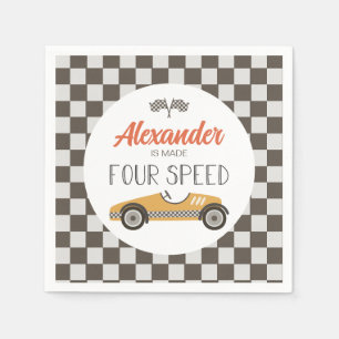 Vintage raceauto gemaakt FOUR Speed verjaardag Servet