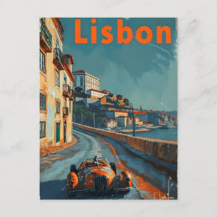 Vintage raceauto in Lissabon Briefkaart