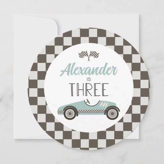 Vintage raceauto verjaardag charger plaat inzetstu kaart (Voorkant)