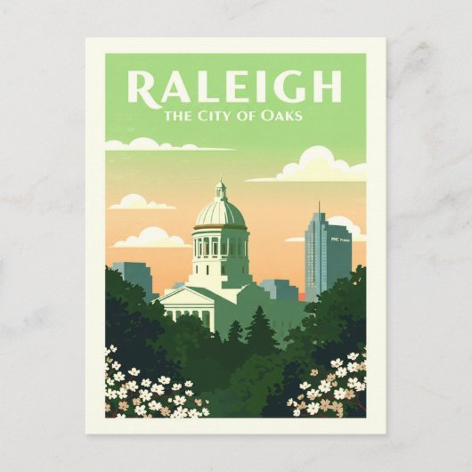 Vintage Raleigh North Carolina Briefkaart (Voorkant)