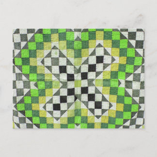 Vintage Ralli Quilt Design 1-Green Briefkaart