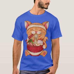 Vintage Ramen Kat Japans eten Kawaii Anime Girls T-shirt