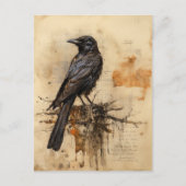 Vintage Raven Briefkaart (Voorkant)