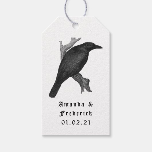 Vintage Raven Gotische Trouwfeest Cadeaulabel (Voorkant)
