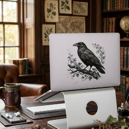 Vintage Raven Ivy Donkere Natuur Schets Kunst Sticker