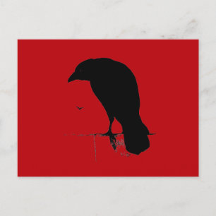 Vintage Raven over bloedrode Sjabloon Briefkaart