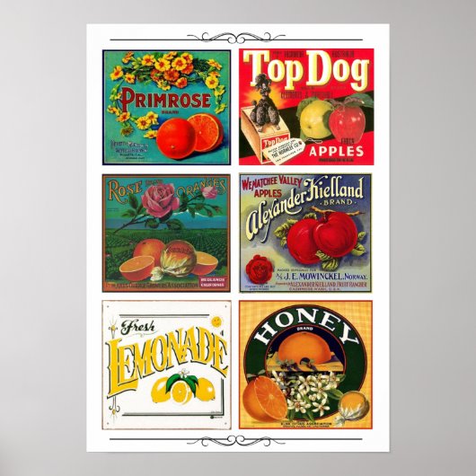 Vintage reclameetiketten poster (Voorkant)