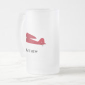 Vintage Red Airplane Frosted Glass Mug (Devant gauche)