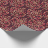 Vintage Red Brown Damask Pattern Cadeaupapier (Hoek)