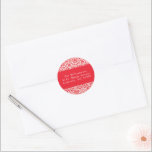 Vintage Red Damas Custom Christmas Adresse de reto<br><div class="desc">Vintage Red Damask Festive Custom Joyeux Noël Classic Retour Adresse Classic Round Sticker</div>