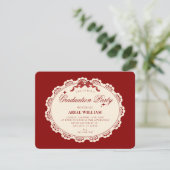Vintage red Graduation Invitation (Debout devant)