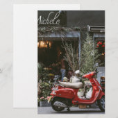 Vintage Red Motor Scooter        Briefpapier (Voorkant / Achterkant)