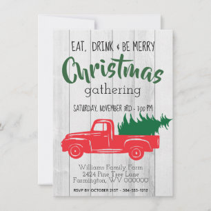 Vintage Red Pick Up Camion Noël Invitation