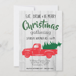 Vintage Red Pick Up Camion Noël Invitation