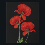 Vintage Red Poppies Botanique Imprimer<br><div class="desc">Des pavots rouges vibrants adaptés à partir d'une illustration botanique vintage font une déclaration colorée sur vos murs.</div>