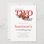 Vintage Red Race Car 2e Invitation anniversaire (Devant)