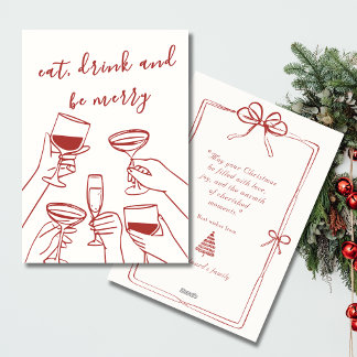 Vintage Red Retro Christmas Card Feestdagenkaart